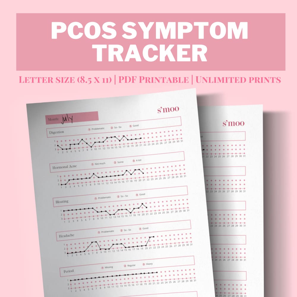PCOS Symptom Tracker - Printable PDF - The S’moo Co