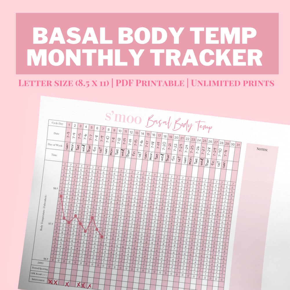 Basal Body Temperature Tracker | Fertility Tracker - Printable PDF - The S’moo Co