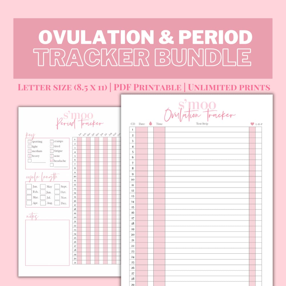 Ovulation and Period Tracker Bundle - Printable PDFs - The S’moo Co