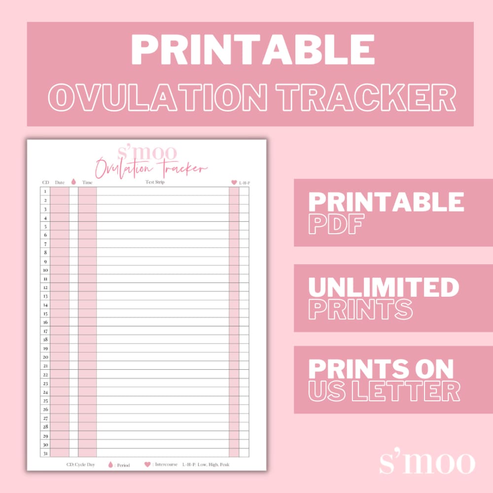 Ovulation Tracker | Fertility Tracker - Printable PDF - The S’moo Co
