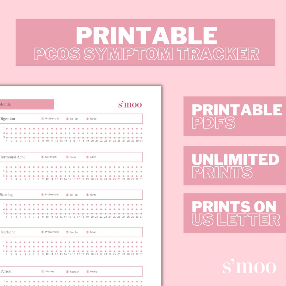 PCOS Symptom Tracker - Printable PDF - The S’moo Co